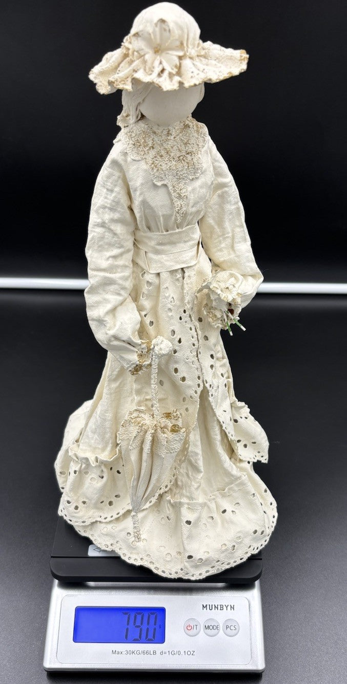 Vintage Victorian Lady Doll Figurine Handmade Cloth Fabric Lace Collectible