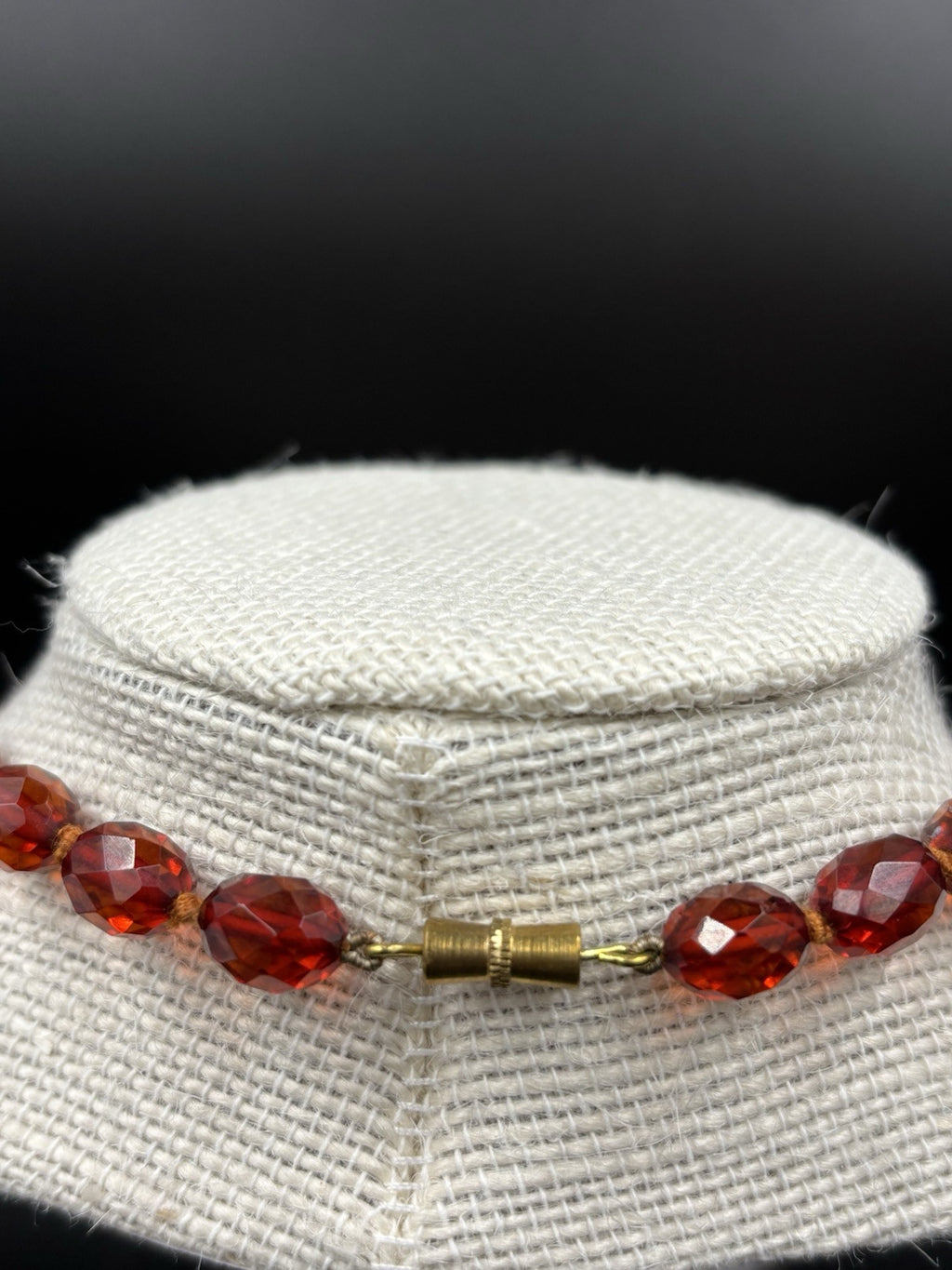 Antique Tested Cherry Bakelite Graduated Faceted Bead Necklace Art Deco c1920s