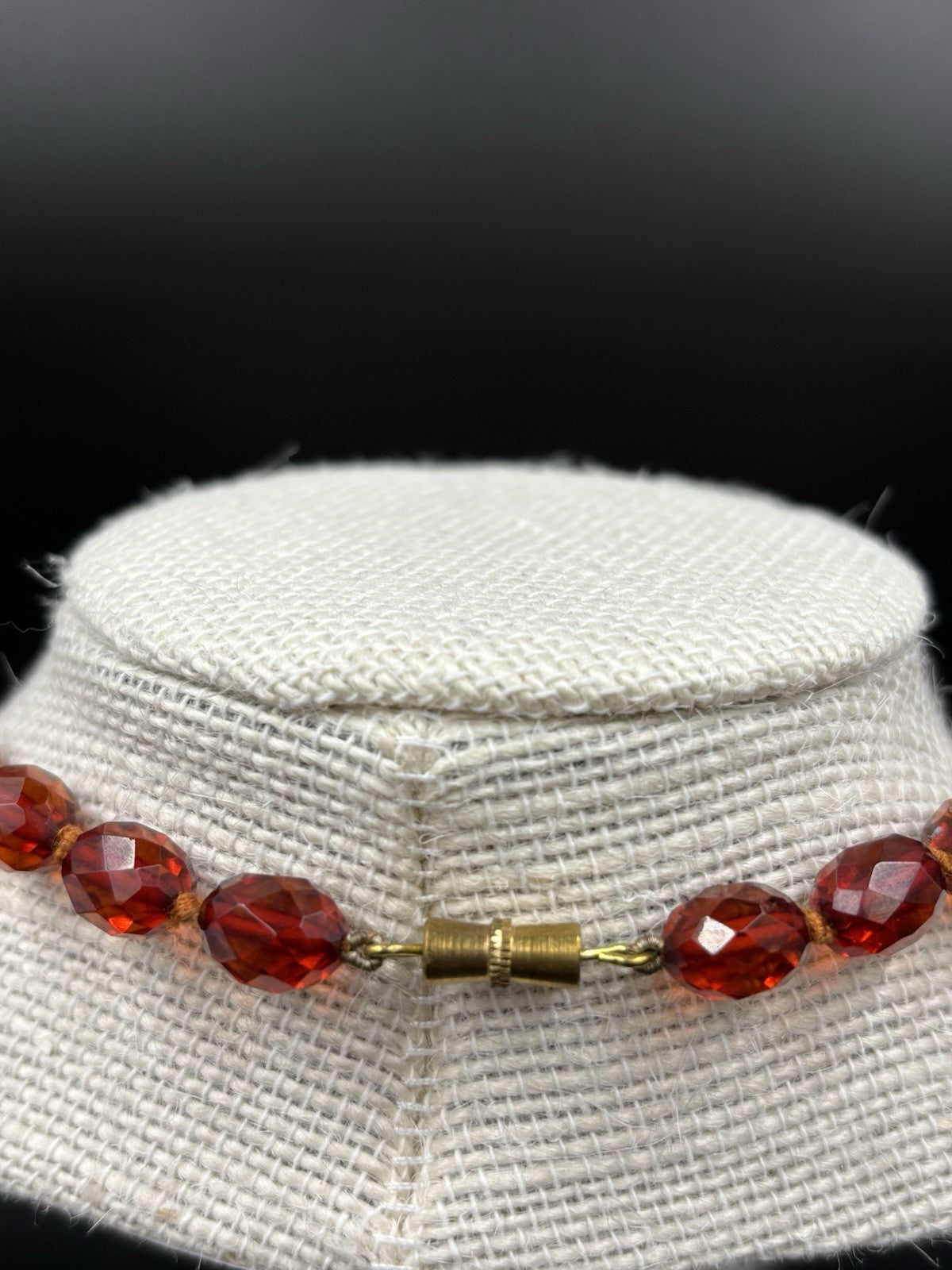 Antique Tested Cherry Bakelite Graduated Faceted Bead Necklace Art Deco c1920s