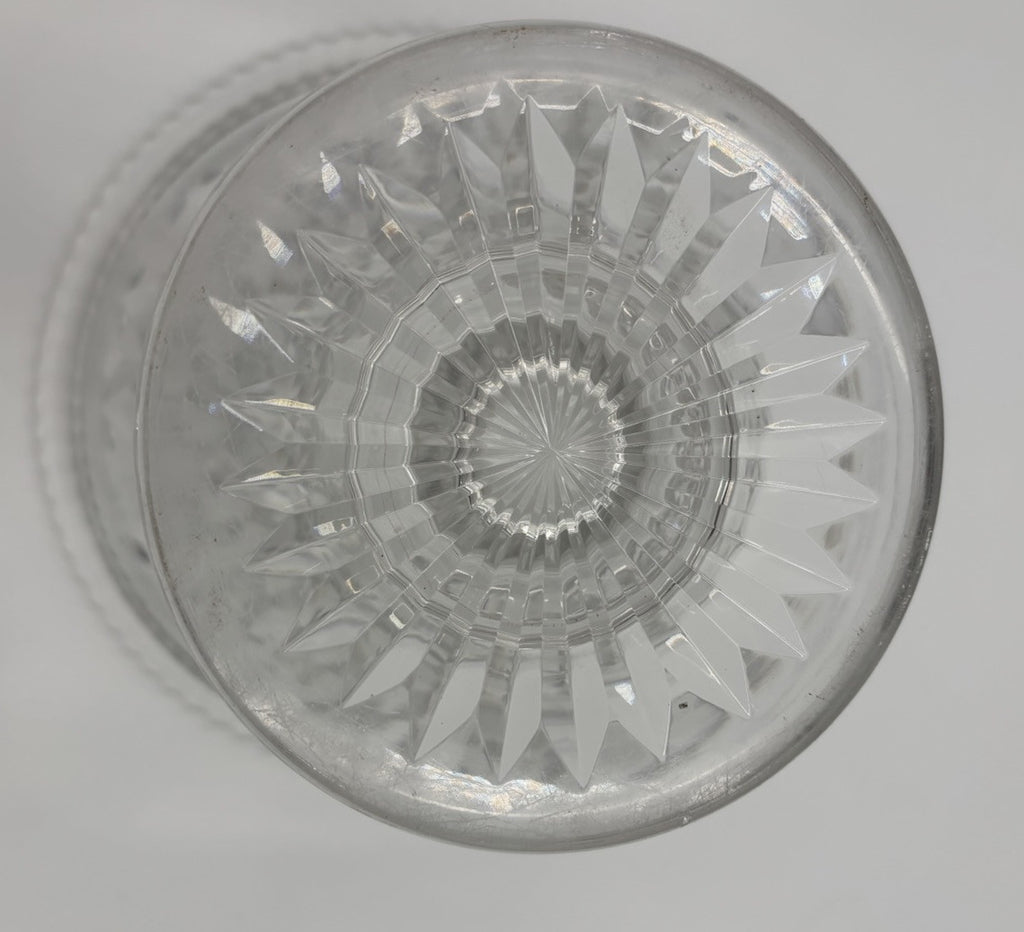 Stuart Crystal England Pedestal Bowl 21cm Diamond Cut Starburst Vintage Glass