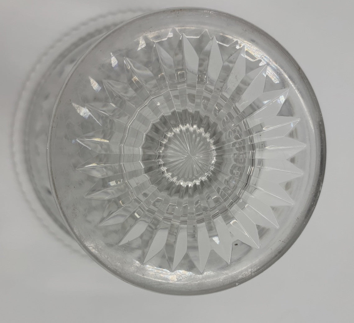 Stuart Crystal England Pedestal Bowl 21cm Diamond Cut Starburst Vintage Glass