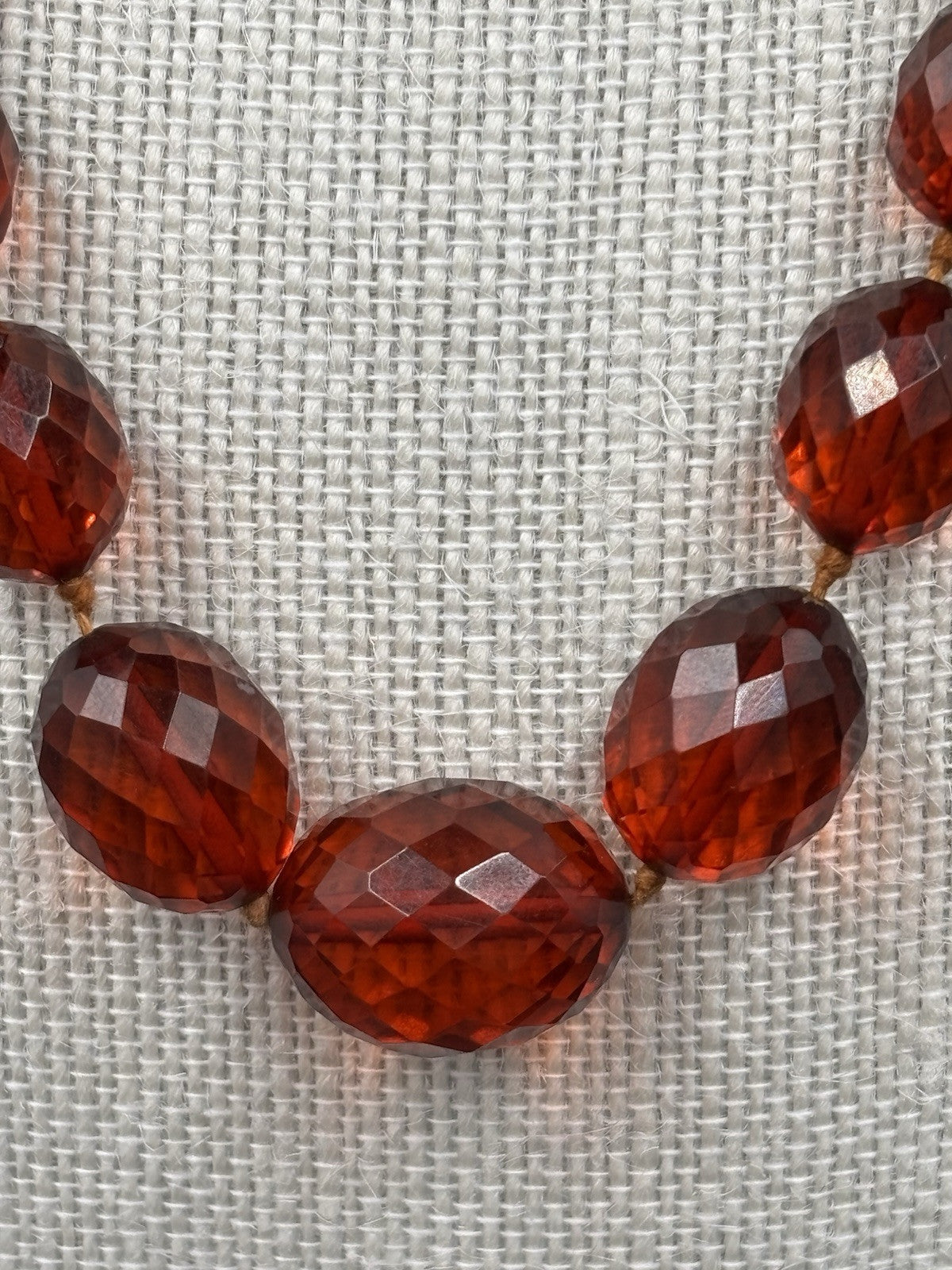 Antique Tested Cherry Bakelite Graduated Faceted Bead Necklace Art Deco c1920s
