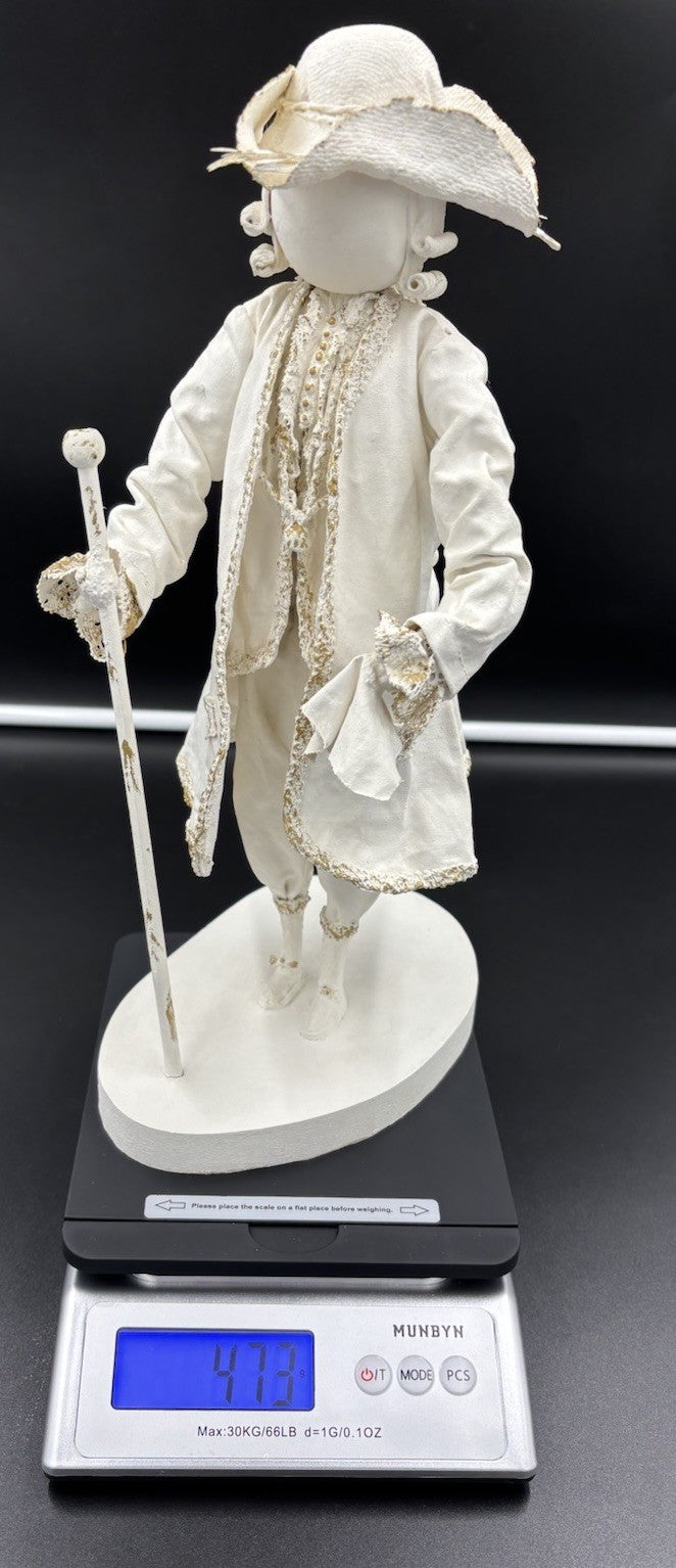 Vintage Handmade Rococo Fabric Figurine Mid-Century Artisan Sculpture