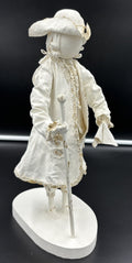 Vintage Handmade Rococo Fabric Figurine Mid-Century Artisan Sculpture