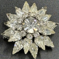 Vtg Donald Simpson Unsigned Crystal 3D Flower Or Snowflake Brooch 1950’s 3.3cm
