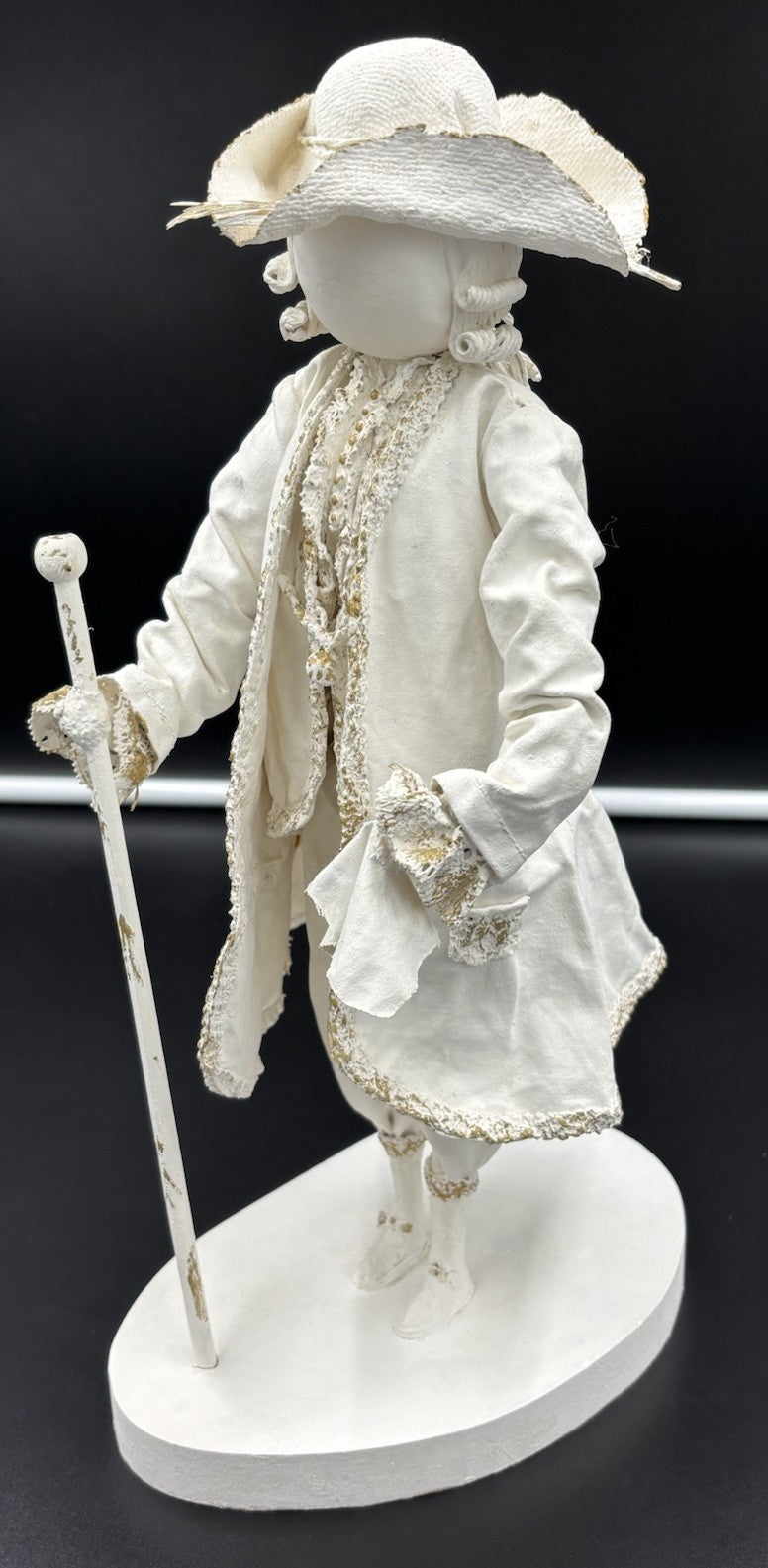 Vintage Handmade Rococo Fabric Figurine Mid-Century Artisan Sculpture