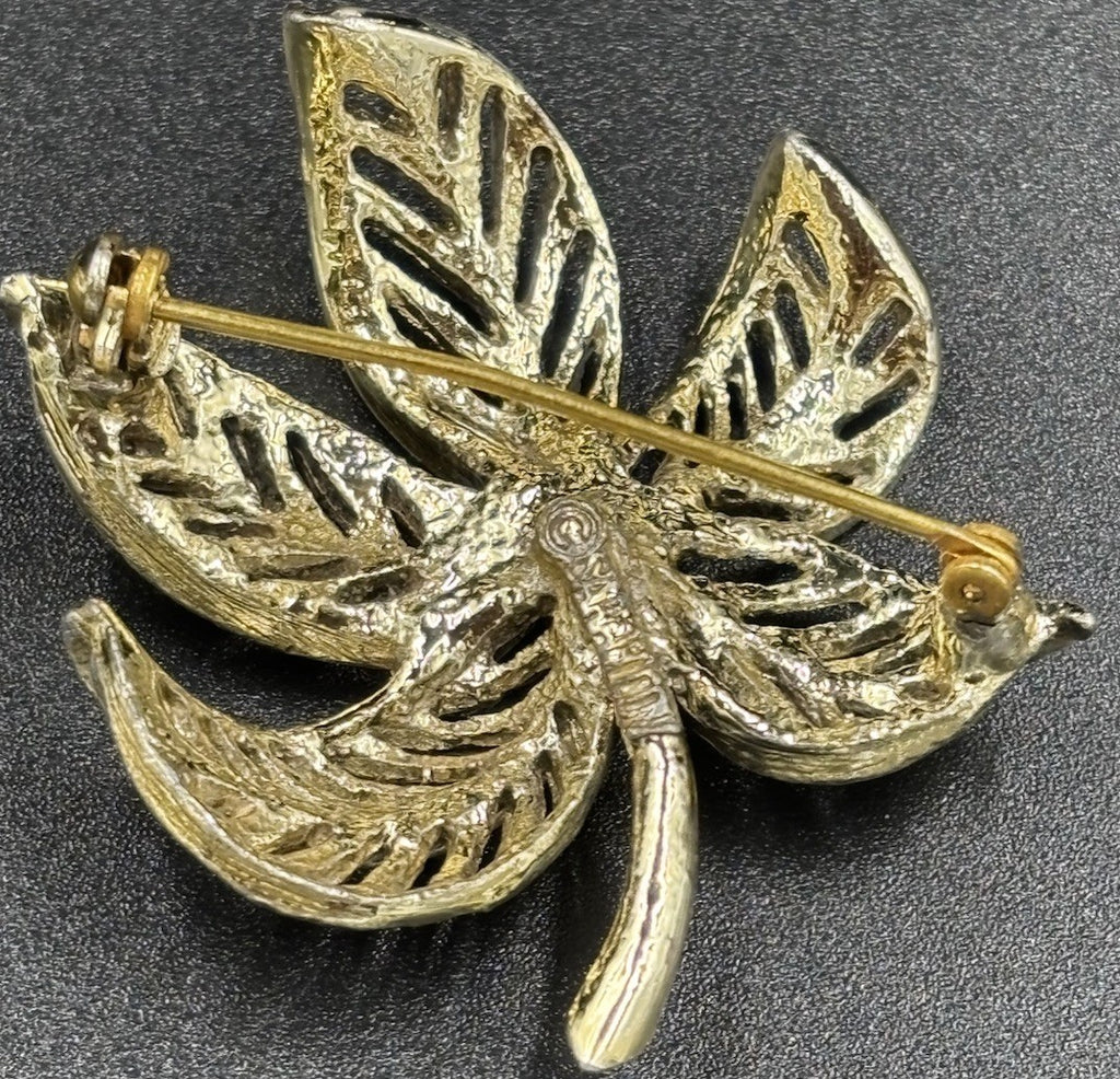 Vintage Sarah Coventry Signed Gold Tone Leaf Brooch