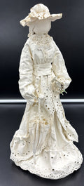 Vintage Victorian Lady Doll Figurine Handmade Cloth Fabric Lace Collectible