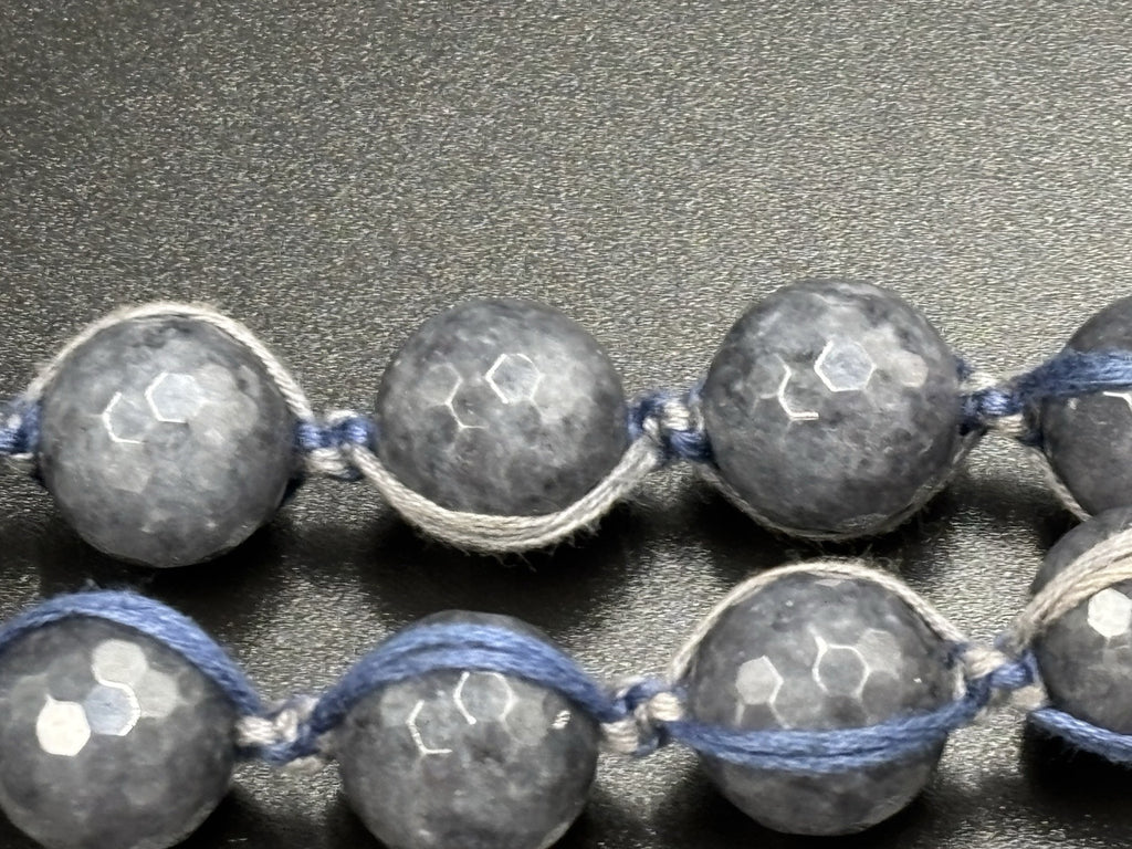 Chan Luu Signed Sterling Silver Blue Lace Agate Quartz Tassel Beaded Necklace