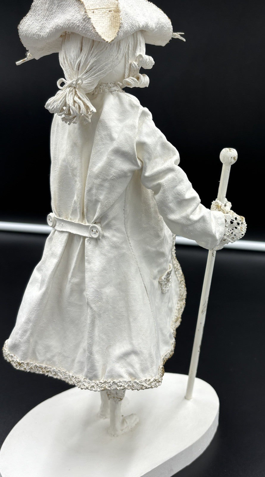 Vintage Handmade Rococo Fabric Figurine Mid-Century Artisan Sculpture