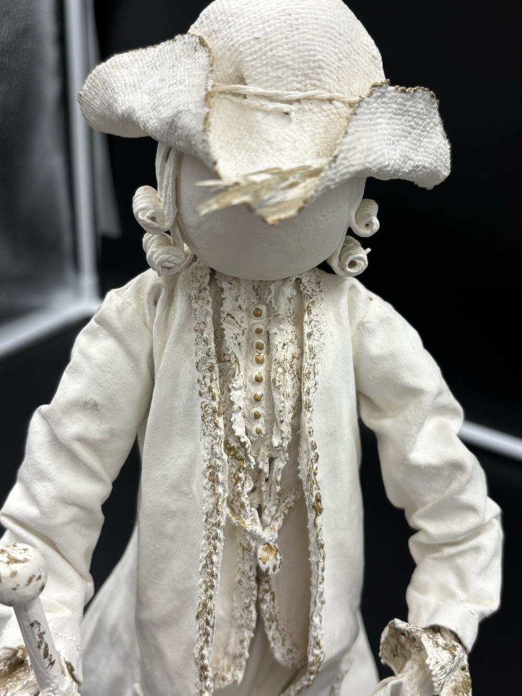 Vintage Handmade Rococo Fabric Figurine Mid-Century Artisan Sculpture